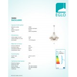 EGLO 39092 | Basilano Eglo luster svietidlo 6x E14 chróm, koňaková