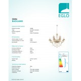 EGLO 39094 | Basilano Eglo luster svietidlo 12x E14 chróm, koňaková