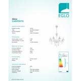 EGLO 39114 | Carpento Eglo luster svietidlo 8x E14 chróm, biela, krištáľ