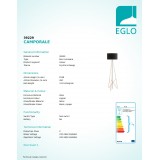 EGLO 39229 | Camporale Eglo stojaté svietidlo 154cm nožný vypínač 1x E27 mosadz, čierna