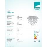 EGLO 39245 | Pianopoli Eglo stropné svietidlo regulovateľná intenzita svetla 15x LED 3225lm 3000K chróm, priesvitná