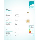 EGLO 39255 | Vivaldo1 Eglo visiace svietidlo 21x G4 2100lm zlatý, priesvitná