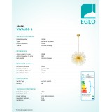 EGLO 39256 | Vivaldo1 Eglo visiace svietidlo 32x G4 3200lm zlatý, priesvitná