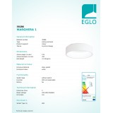 EGLO 39286 | Marghera-1 Eglo stropné svietidlo kruhový regulovateľná intenzita svetla 1x LED 3000lm 3000K biela