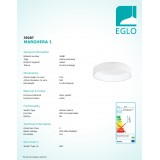 EGLO 39287 | Marghera-1 Eglo stropné svietidlo kruhový regulovateľná intenzita svetla 1x LED 4000lm 3000K biela