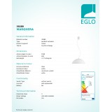 EGLO 39289 | Marghera Eglo visiace svietidlo regulovateľná intenzita svetla 1x LED 1500lm 3000K biela