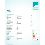 EGLO 39319 | Cados Eglo visiace svietidlo 1x LED 630lm 3000K biela