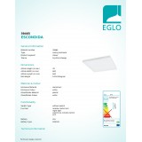 EGLO 39465 | Escondida Eglo stropné svietidlo štvorec diaľkový ovládač regulovateľná intenzita svetla, nastaviteľná farebná teplota 1x LED 4900lm 2700 <-> 6500K biela