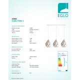 EGLO 43002 | Carlton-1 Eglo visiace svietidlo 3x E27 biela, zlatý
