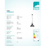 EGLO 43052 | Combwich Eglo visiace svietidlo 1x E27 čierna, krémové
