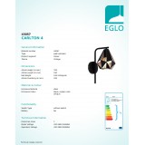 EGLO 43057 | Carlton-1 Eglo rameno stenové svietidlo 1x E27 čierna, mosadz