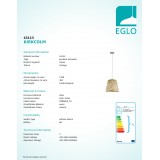 EGLO 43113 | Kirkcolm Eglo visiace svietidlo 1x E27 saténový nike, natur