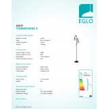 EGLO 43137 | Townshend-5 Eglo stojaté svietidlo 166,5cm prepínač na vedení 2x E27 čierna, natur, hnedá
