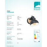 EGLO 43164 | Lubenham Eglo rameno stenové svietidlo otočné prvky 1x E27 čierna, natur, hnedá