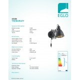 EGLO 43184 | Treburley Eglo rameno stenové svietidlo prepínač na vedení flexibilné, otočné prvky 1x E27 čierna, zlatý