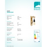 EGLO 43197 | Rampside Eglo rameno stenové svietidlo prepínač na vedení 1x E27 čierna, natur, hnedá