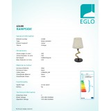 EGLO 43199 | Rampside Eglo stolové svietidlo 40cm prepínač na vedení 1x E27 čierna, natur, krémové