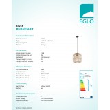 EGLO 43216 | Bordesley Eglo visiace svietidlo 1x E27 čierna, drevo, natur