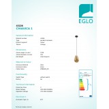 EGLO 43226 | Chiavica Eglo visiace svietidlo 1x E27 mosadz