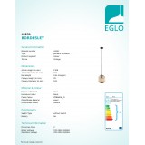 EGLO 43231 | Bordesley Eglo visiace svietidlo 1x E27 čierna, drevo, natur