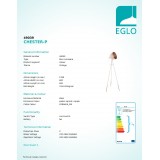 EGLO 49039 | Chester Eglo stojaté svietidlo 149,5cm prepínač na ťah otočné prvky 1x E27 pastelová marhuľová, mosadz