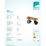 EGLO 49077 | Gatebeck Eglo spot svietidlo otočné prvky 2x E14 drevo, čierna