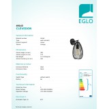 EGLO 49143 | Clevedon Eglo rameno stenové svietidlo 1x E27 čierna