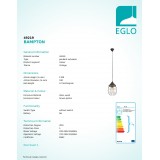 EGLO 49219 | Bampton Eglo visiace svietidlo 1x E27 antické hnedé, čierna