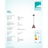 EGLO 49235 | Truro Eglo visiace svietidlo 1x E27 starožitná červená meď, biela