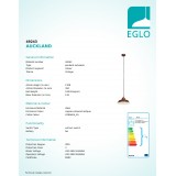 EGLO 49243 | Auckland Eglo visiace svietidlo 1x E27 starožitná červená meď, biela