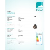 EGLO 49254 | Carlton-1 Eglo visiace svietidlo 1x E27 čierna, mosadz