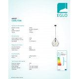 EGLO 49257 | Carlton Eglo visiace svietidlo 1x E27 čierna