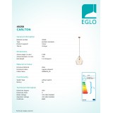 EGLO 49258 | Carlton Eglo visiace svietidlo 1x E27 mosadz, čierna