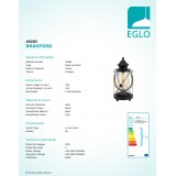 EGLO 49283 | Bradford Eglo stolové svietidlo 33cm prepínač na vedení 1x E27 čierna, priesvitná, natur