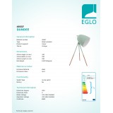 EGLO 49337 | Dundee Eglo stolové svietidlo 44cm prepínač na vedení otočné prvky 1x E27 mäta, mosadz, biela