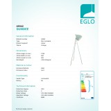 EGLO 49342 | Dundee Eglo stojaté svietidlo 135,5cm prepínač na ťah otočné prvky 1x E27 mäta, mosadz, biela