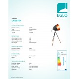 EGLO 49385 | Chester Eglo stolové svietidlo 44cm prepínač na vedení otočné prvky 1x E27 čierna, mosadz