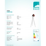 EGLO 49386 | Chester Eglo stojaté svietidlo 149,5cm prepínač na ťah otočné prvky 1x E27 čierna, mosadz