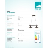 EGLO 49457 | Stockbury Eglo visiace svietidlo 2x E27 antické hnedé, béž