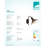 EGLO 49458 | Stockbury Eglo rameno stenové svietidlo 1x E27 antické hnedé, béž