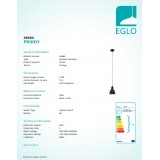 EGLO 49464 | Priddy Eglo visiace svietidlo 1x E27 čierna, biela