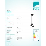 EGLO 49465 | Priddy Eglo visiace svietidlo 3x E27 čierna, biela
