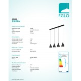 EGLO 49466 | Priddy Eglo visiace svietidlo 4x E27 čierna, biela