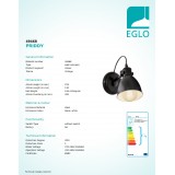 EGLO 49468 | Priddy Eglo stenové svietidlo otočné prvky 1x E27 čierna, biela