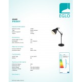 EGLO 49469 | Priddy Eglo stolové svietidlo 42,5cm prepínač na vedení otočné prvky 1x E27 čierna, biela