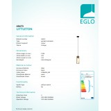EGLO 49473 | Littleton Eglo visiace svietidlo 1x E27 čierna, hnedá, drevo