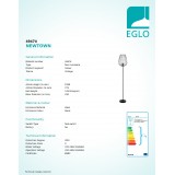 EGLO 49474 | Newtown Eglo stojaté svietidlo 159,5cm nožný vypínač 1x E27 čierna
