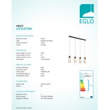 EGLO 49475 | Littleton Eglo visiace svietidlo 4x E27 čierna, hnedá, drevo
