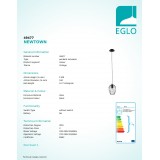 EGLO 49477 | Newtown Eglo visiace svietidlo 1x E27 čierna