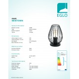 EGLO 49481 | Newtown Eglo stolové svietidlo 23cm prepínač na vedení 1x E27 čierna